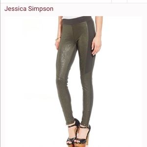 NWOT Jessica Simpson Faux Leather Knit Leggings